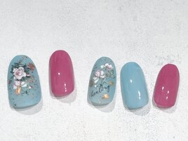 定額シンプルフラワーネイル