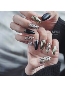ユキ エス ネイル(Yuki.S.Nail)/ジェルネイル パイソン柄ネイル