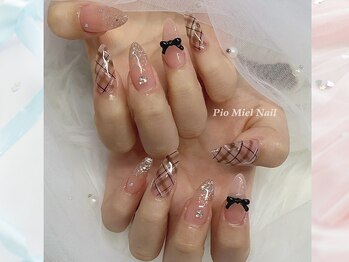 チェック×グリッター×リボン