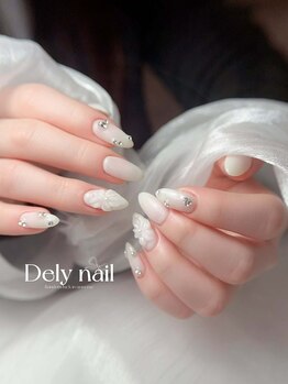 デリーネイル(Dely_nail)/清楚なホワイトフラワーネイル