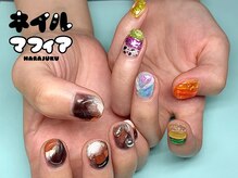 ネイルマフィア 原宿(NAIL MAFIA)/アシメ派手ニュアンス