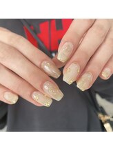 ミントリーフ バイ リート(Mint leaf by Reat)/シアーベージュ×フラワーネイル