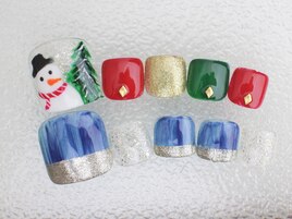 秋冬フット　クリスマス　手描き