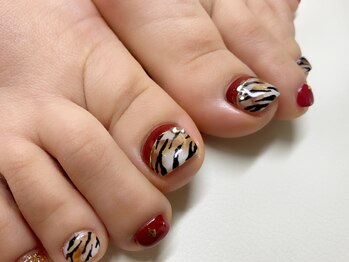 エーネイルルーム(A.Nail.room)/虎柄フットネイル☆