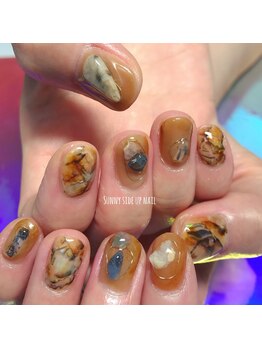 サニーサイドアップ ネイル(Sunny SideUp nail)/marble brown art.