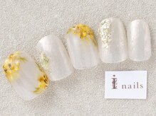 アイネイルズ 三宮店(I nails)/大人ミモザネイル￥8000