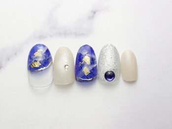 青メノウ風ネイル全員￥8500