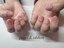 パール+リボンネイル