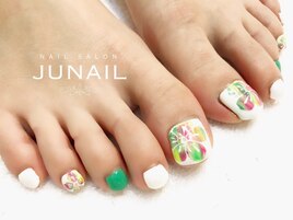 FOOT カラフルフラワー 白緑