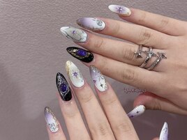 パープルニュアンスアートネイル