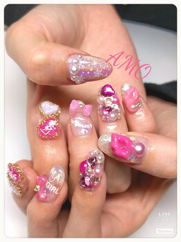 アモ ラブネイルズ(AMO Love nails)/派手派手ゆめかわ3Dネイル