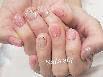 ネイルズアリー 立川店(Nails ally)/たらし込みフラワー×ぴんく
