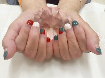 プルミエ ネイル(Premier Nail)/ブロック☆レッド＆グリーン