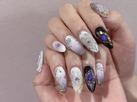 カラグラニュアンス薔薇ネイル