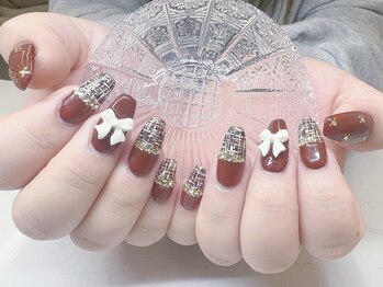 フォフォネイル 自由が丘(Fofo nail)/【ボルドー×ツイードネイル】