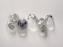 クレモアネイル 池袋西口店(CLEMORE NAIL)/シルバーうねうね×ぷっくり
