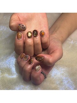 ネイルサロン ドレリッチ 心斎橋店(drerich)/秋色レオパネイル