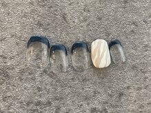 カラ ネイル 中津店(calla nail)/オータムブルー×ゼブラ