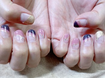 ひまりネイル(ひまりnail)/斜めフレンチ ラメライン