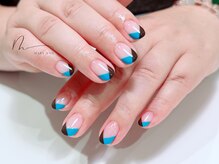 マリイ ネイル(MARY NAIL)/Brown×Turquoise ◇French Nail