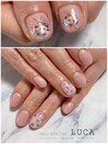 W-684 ピンク押し花ブーケネイル
