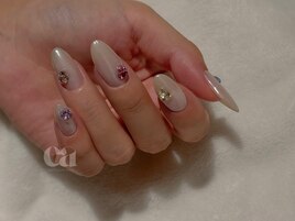 ビジューミラーネイル