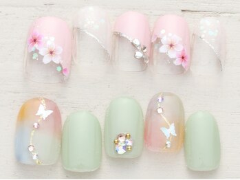 ノーネイル 蒲田(NO NAIL KAMATA)の写真/お洒落OLさんに!普段使いも出来ちゃう◎【写真】新作3/1~春満開！桜×パステルニュアンスネイル¥4990♪蒲田