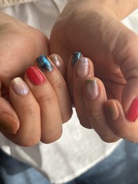 ショートネイル×ニュアンス