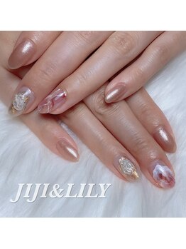 秋色天然石ネイル