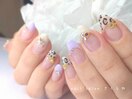 淡い紫×レオパードフレンチ