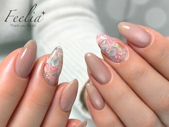 フィーリア(feelia)/大人上品フラワーネイル
