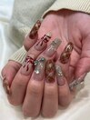 リボン&チェックネイル
