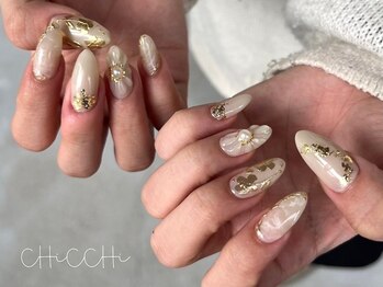 チッチ 小倉店(chicchi)/アートネイル◇ホワイト×ミラー