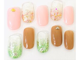 ワンカラー＋結晶シール