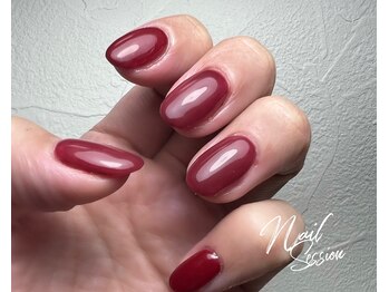 ネイルセッション(nail session)/大人なボルドーワンカラー