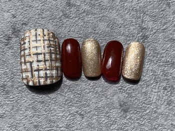 カラ ネイル 中津店(calla nail)/上品ツイードフットネイル