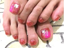 ネイルサロン ティディ(TIDY)/スクエア×ラメRED