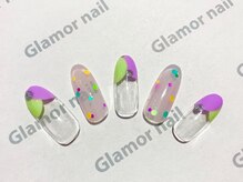 グラマーネイル(Glamor nail)/バルーンフレンチ×ドット