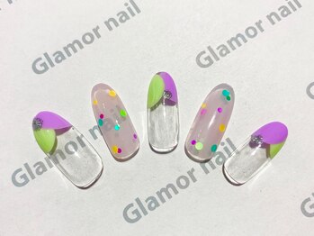 グラマーネイル(Glamor nail)/バルーンフレンチ×ドット