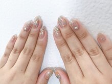 ニキ ヘアー ネイル(niki hair nail)/ベージュ大理石ネイル