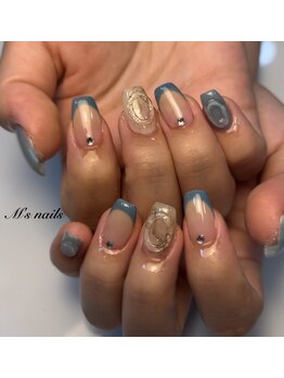 エムズネイル サベージ(M's nails Savage)/くすみカラーフレンチ
