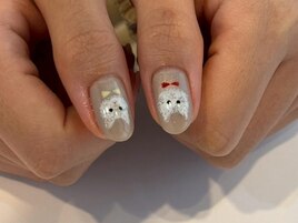 ワンポイント手描きネコネイル