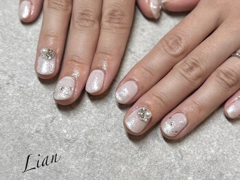 リアン 京都四条河原町店(Lian)/白ラメビジューネイル