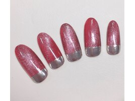 マグネット ミラーネイル 赤