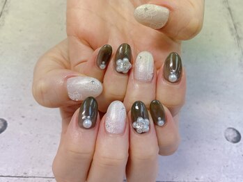 ネイル ビューティーマジック 葛西本店/キラキラフラワーネイル