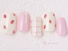 ネイルメゾン 新宿店(NAIL MAISON)/韓国チェックいちごピンク¥9000