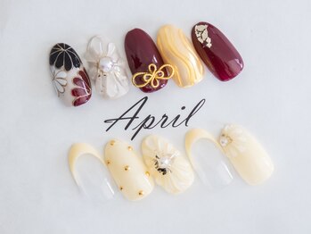 エイプリルプラス(April plus)/着物＆ぷっくり花ネイル