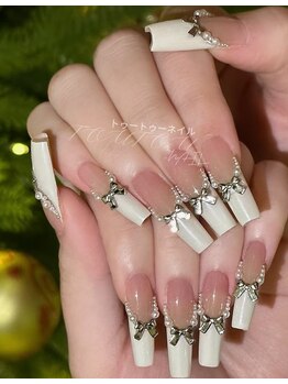 トゥートゥー(TOUTOU)/白フレンチxシルバーリボン