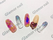 グラマーネイル(Glamor nail)/水彩画ネイル×Vカット