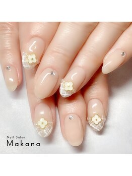 マカナ(Makana)/チェック柄フラワーネイル